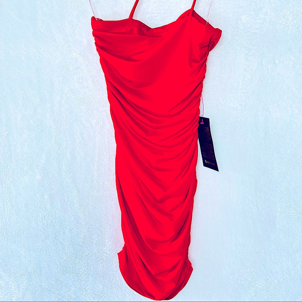 BEBE ONE Shoulder Rouched Mini Dress XXS